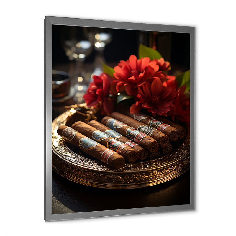 Cuba Cigar Expression II, reproduction d'art sur toile, Cadre simple argenté, H 20 po x l 12 po x P 1 po