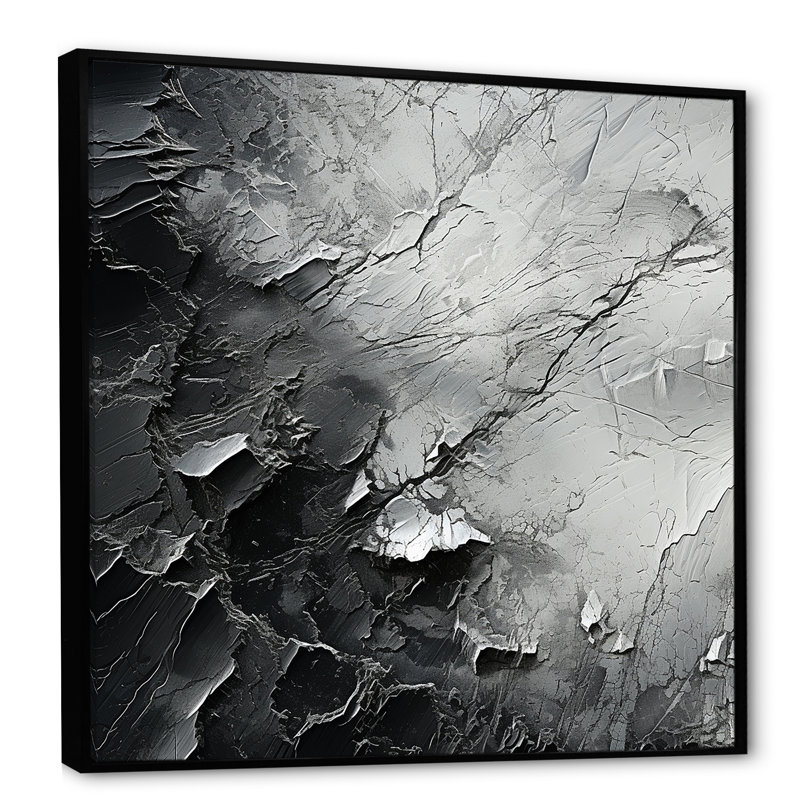 Minimalisme, glacier noir et blanc sur toile, H 16 po x l 16 po x P 1 po, Cadre flottant noir