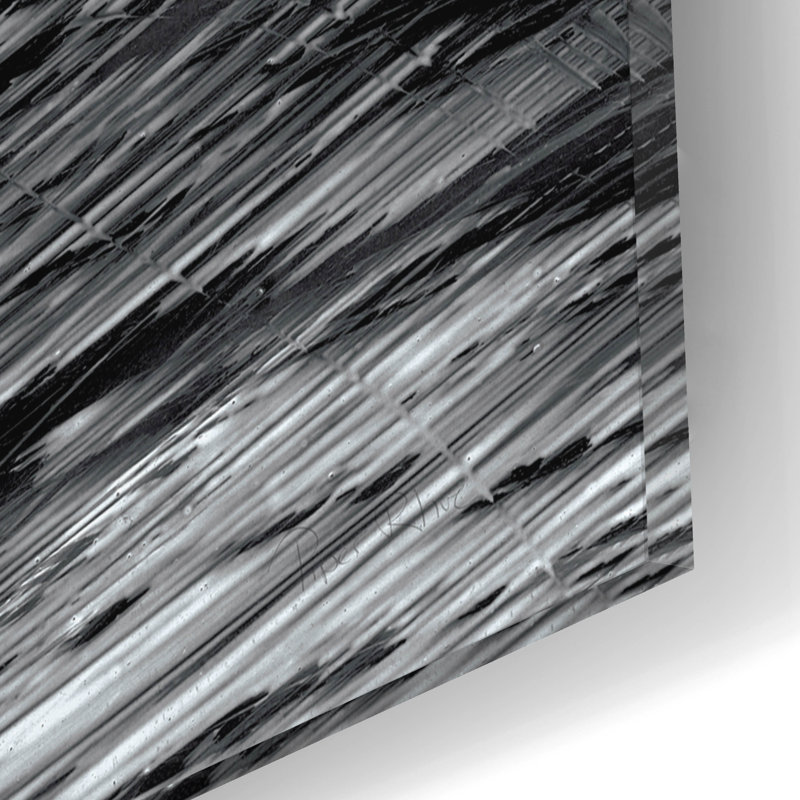 Art mural en verre «Swirl 3 Bw» par Piper Rhue, 12 po x 12 po, H 12 po x l 12 po x P 0,13 po