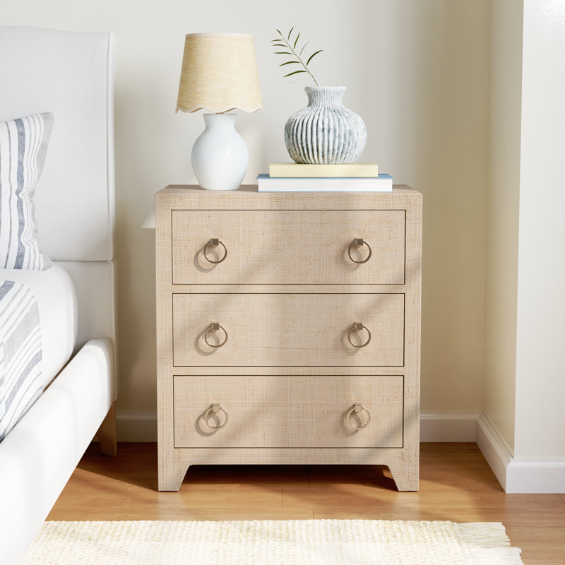 Cleo 3 - Drawer Raffia Dresser, Natural