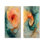 Emerald and Peach Ink Spiral I - Ensemble de 2 décorations murales modernes en métal