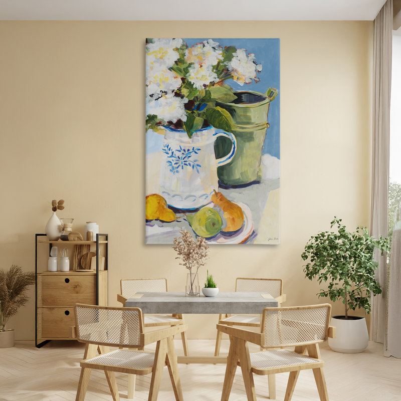 «Pitcher of Flowers Still Life», toile par Jane Slivka, H 45 po x l 30 po