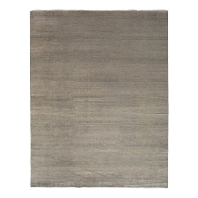 Gray Modern Wool Silk Blend Rug - 11'6" X 14'10"