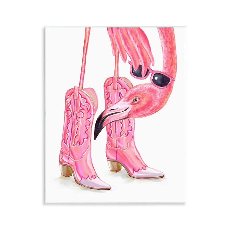 Plaque murale Glam Cowgirl Flamingo, design par Ziwei Li