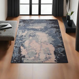 Tapis abstrait multicolore 100% laine fait à la main, noué à la main