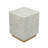 14x14x18" Square Accent Stool with White Capiz Shell Finish and Gold Pedestal Base