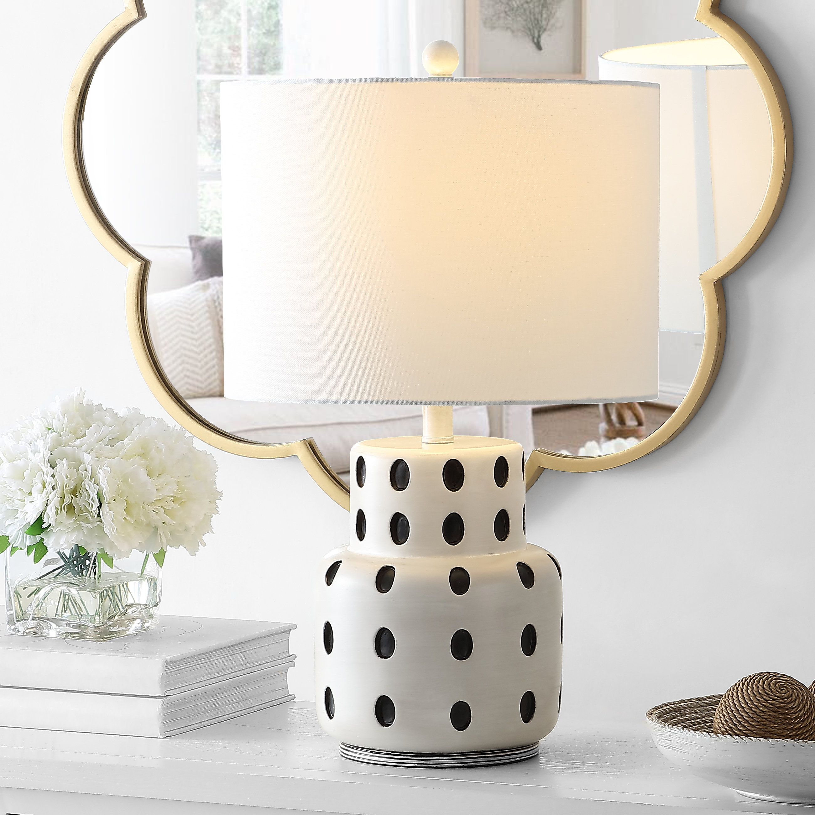 Latitude Run® Ilmo 22.25" Cream/Black Table Lamp "& Reviews" | Wayfair