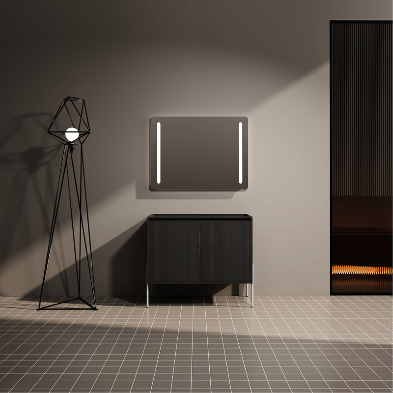 Meuble-lavabo autoportant 36 po, chêne foncé - 36 po, revêtement rayé