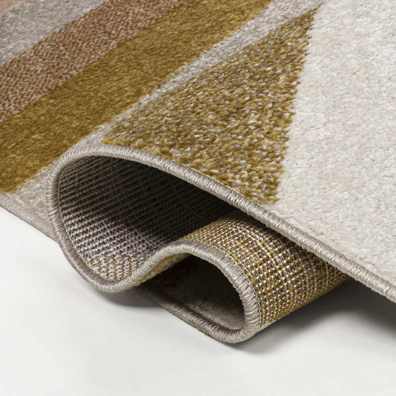 Tapis rouge / or / crème Hudsonsfield Rainbow Contemporary, Tapis de couloir 2 pi x 7 pi 10 po