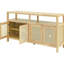 Buffet avec finition en placage de frêne, 3 tablettes adaptables, conception à ouverture par pression, placage en bois naturel utilitaire de salle à manger, 3 tablettes, aucune ouverture par pression, organisent la vie