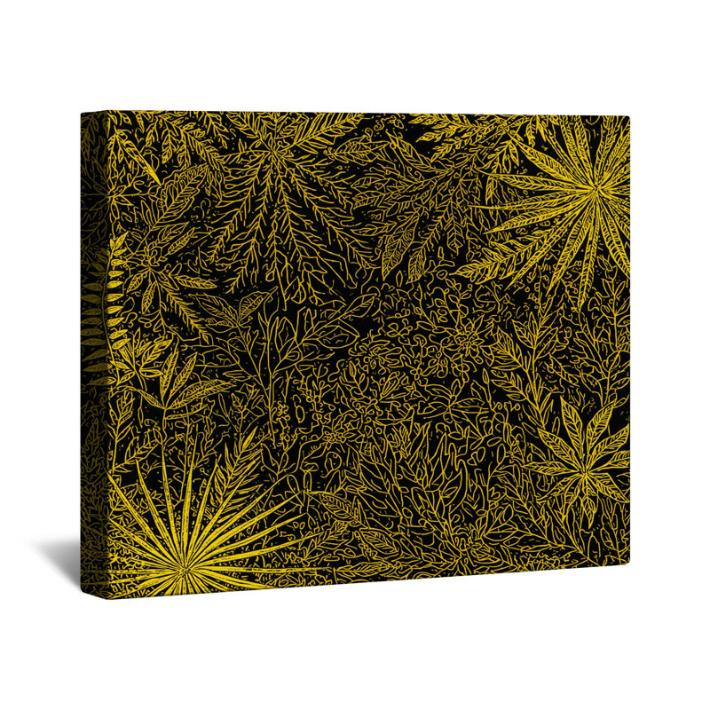 Toile de galerie jaune à motif botanique jaune en plusieurs tailles, 12 x 12 pouces