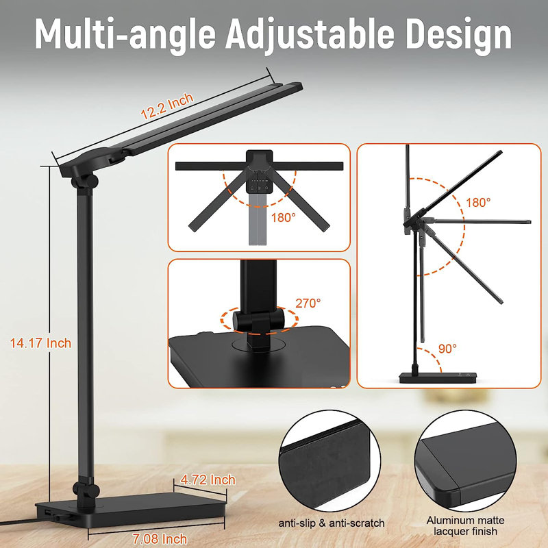 Lampe de bureau Melonise USB réglable en métal