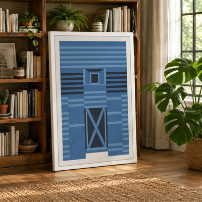 Blue Barn Study Geometric - Wrapped Canvas