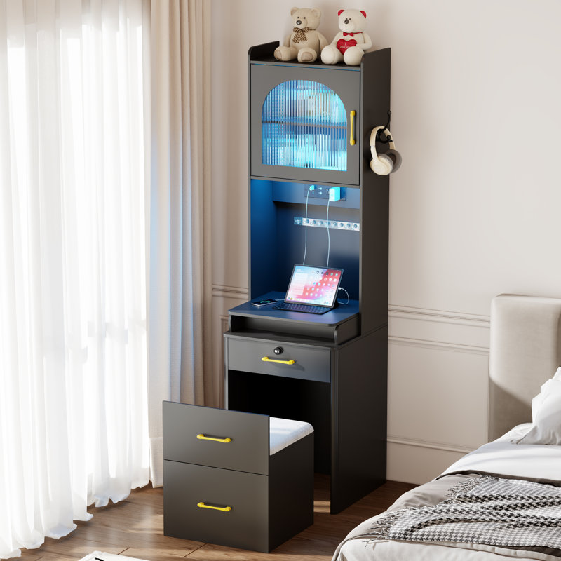 Dressing Table with Mirror, Black
