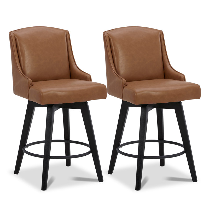 Annelotte 26'' Swivel Counter Stool, Saddle Brown