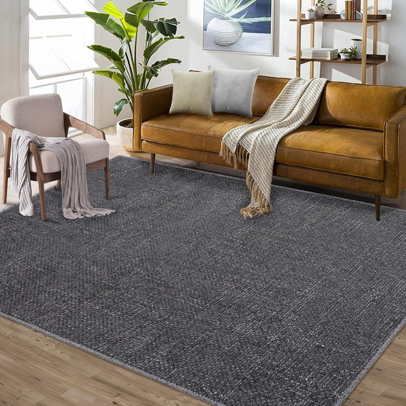 Tapis de couloir antidérapant, à poils courts, résistant aux taches et lavable pour cuisine, salle de bain, buanderie, gris foncé