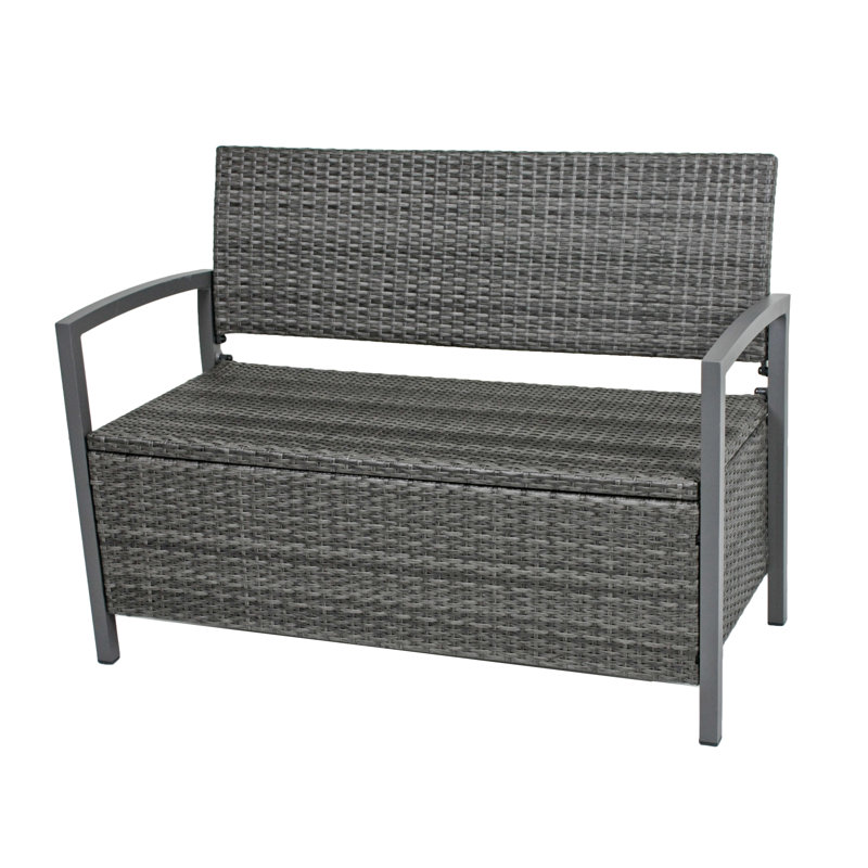 Wicker Outdoor Bench, Dunkelgrau