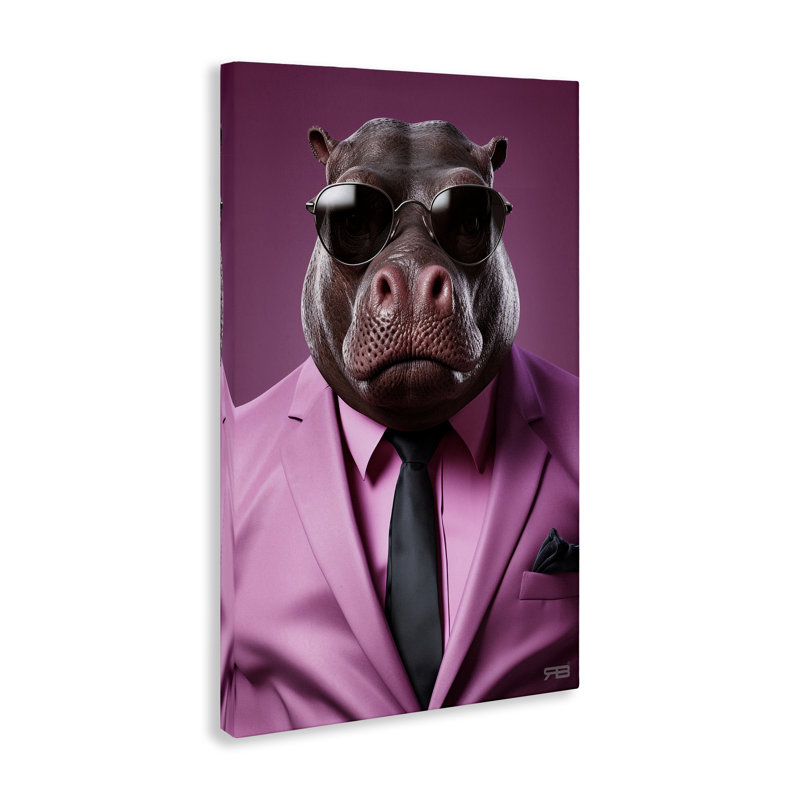 "Hippo fort", art mural sur toile par Roozbeh Bahramali, H 24 po x l 16 po