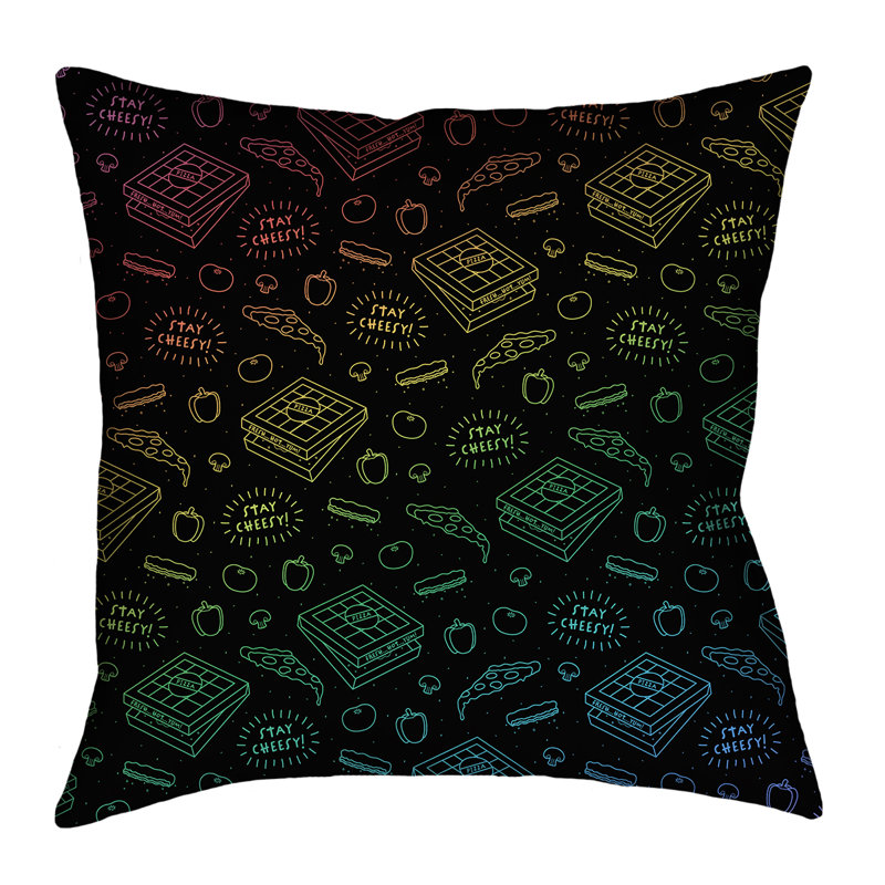 Housse de coussin Katelyn Elizabeth, 14 po x 14 po, Noir, jaune et vert, Polyester