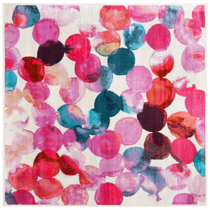 Ofrath Polka Dots Machine Woven Rug , Square 6'7"