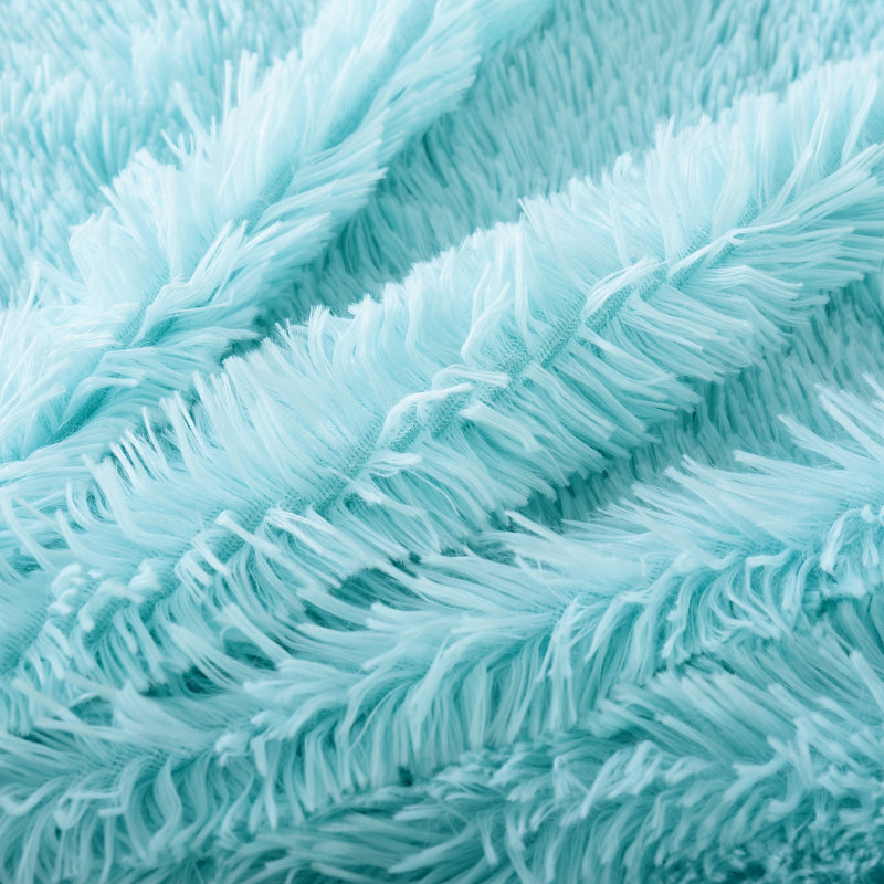 Aqua Faux Fur Oversized Shaggy Throw Blanket 60"x70"