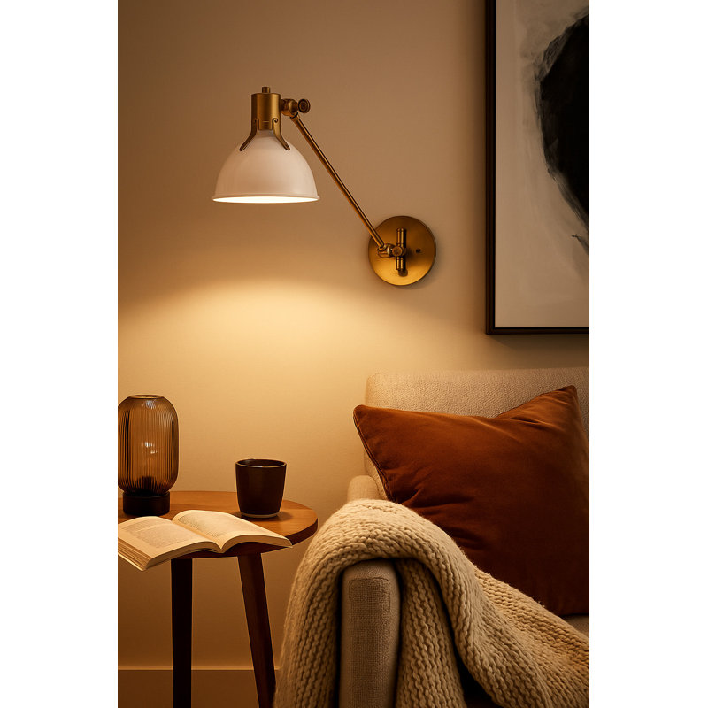 Mildura Steel Swing Arm Sconce, Polished White