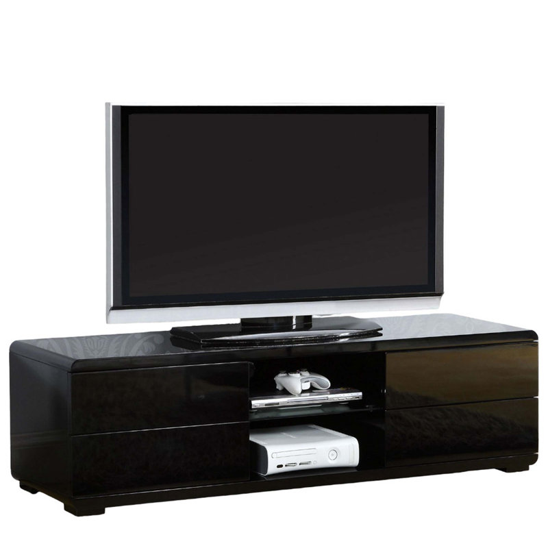 Console de style contemporain avec revêtement en laque de style contemporain et tiroirs à roulement à billes à extension complète