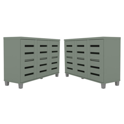 Lismore 3-Door Shoe Storage Cabinet (Set Of 2) – Holds 32 Pairs