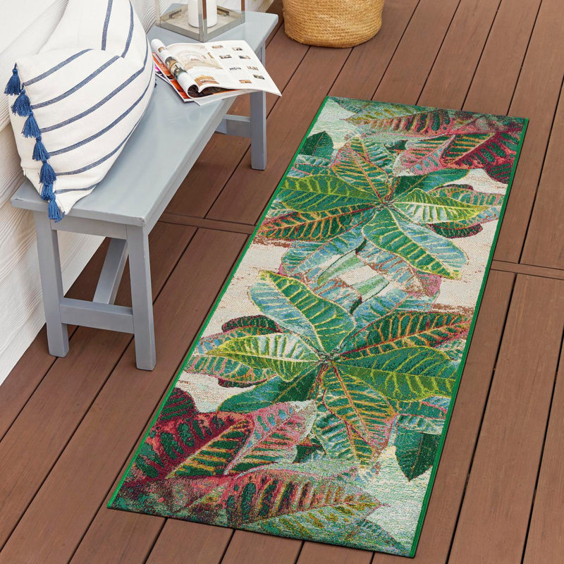 Firman Washable Floral Power Loomed Indoor / Outdoor Area Rug, Runner 2' x 8'