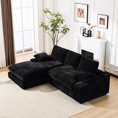 4 - Seat Modular Sectional In Modern Minimalist Style, 99*69" Black L Shape Upholstered Sleeper, No Assembly Required, Comfortable With High Resilience Foam And Structure , Minimalist, Spring Pack