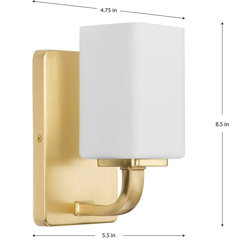 Éclairage de salle de bain 1 lumière à intensité variable, Laiton satiné