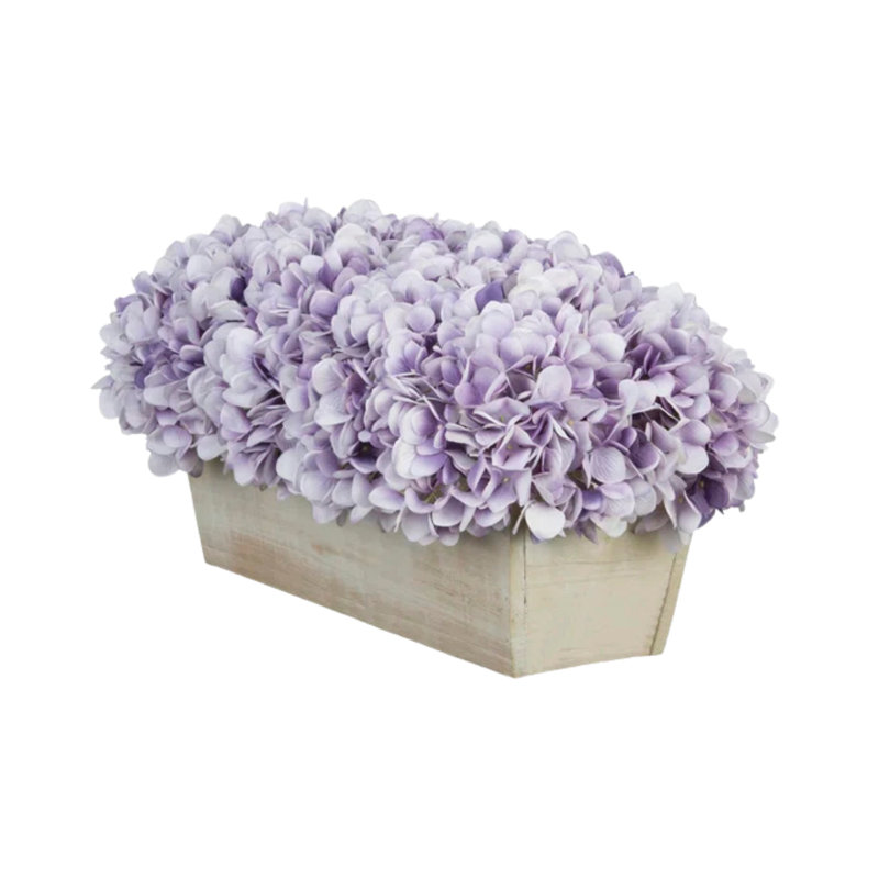 Arrangement d'hortensias lavande en pot synthétique, Lavande, Beige