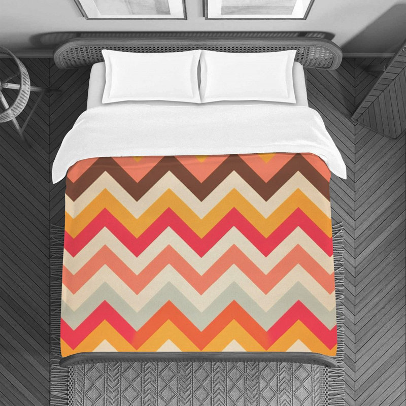 Housse de couette à chevrons, Housse de couette pour grand lit, Rose / beige