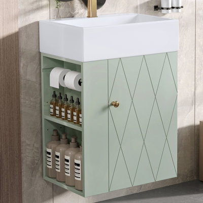 Elegant 20'' Wall-Mounted Bathroom Vanity With Ceramic Sink