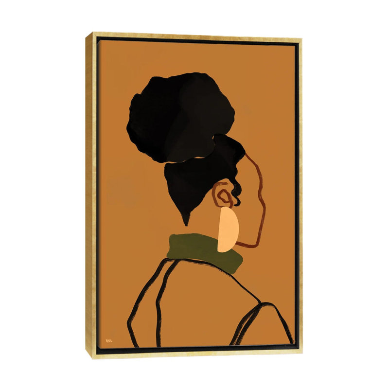 Gina par Bria Nicole-impression d’art graphique, H 26 po x l 18 po x 1,5 po, Toile encadrée d'or, Pas de tapis