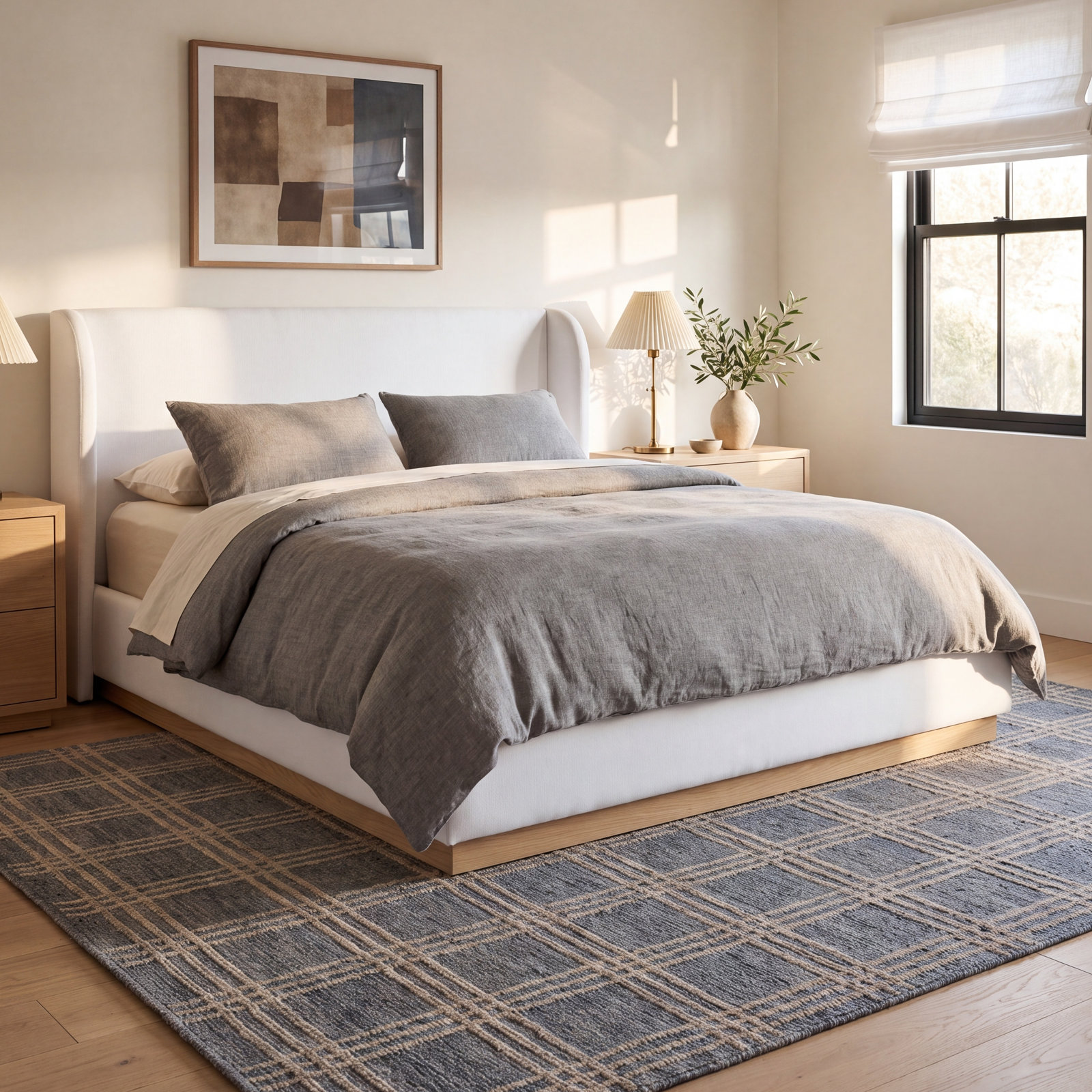 Adelaide Wingback Platform Bed, Queen , Selene White