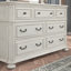 Commode de chambre à coucher 7 tiroirs avec miroir Bowersville, blanc antique