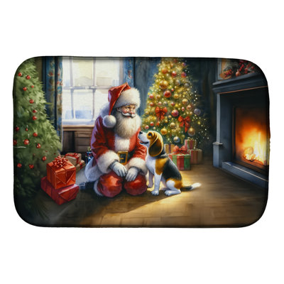 Beagle and Santa Claus Dish Drying Mat