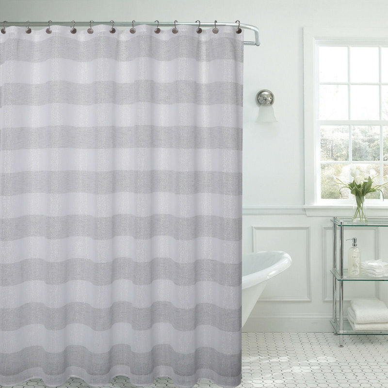 Rideau de douche à rayures Kostka, Gris
