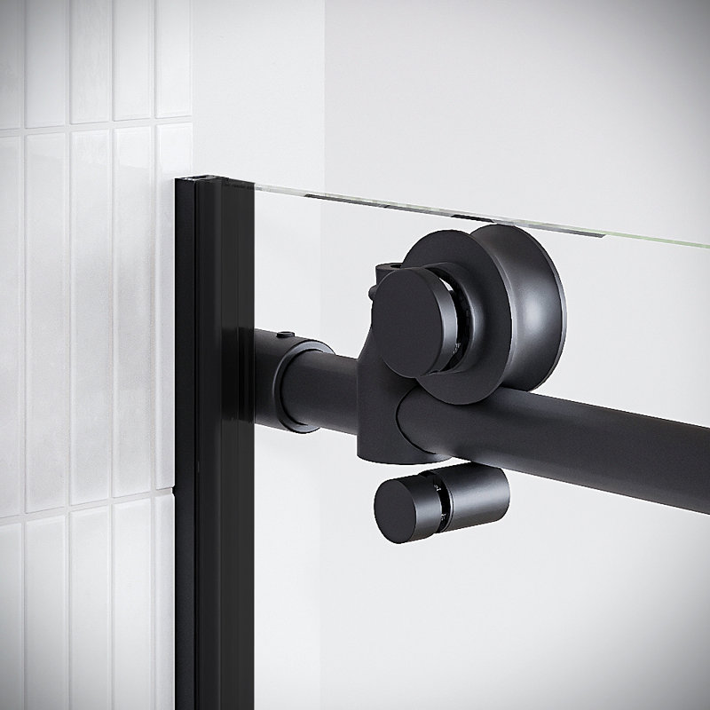 Loppio 60'' x 60'' Semi-Frameless Sliding Bathtub Door with CrystalTech Treated 5/16'' Tempered, Clear Glass, Matte Black Hardware