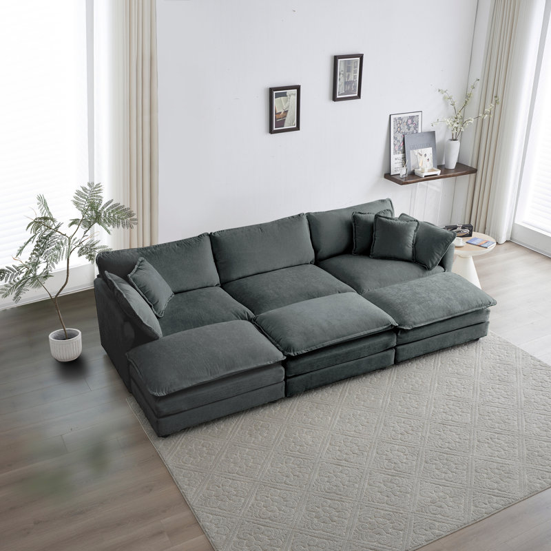 Canapé modulaire réversible 6 places Anders, Gris