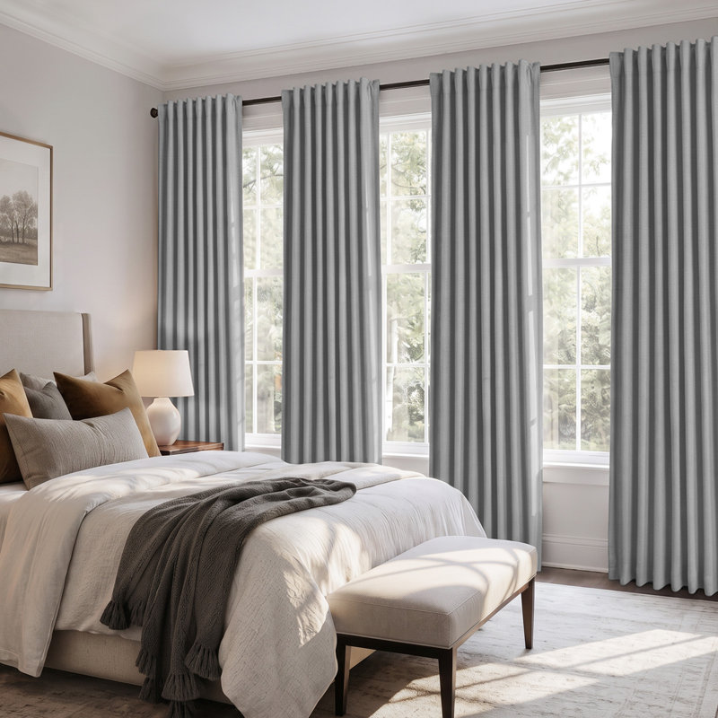 Paire de rideaux occultant et texturé 100% lin 50 po (ensemble de 2), L 50 po x L 84 po, Gris