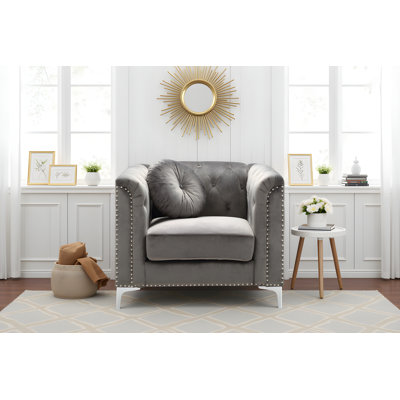 Colmar Velvet Dark Gray Sofa Chair