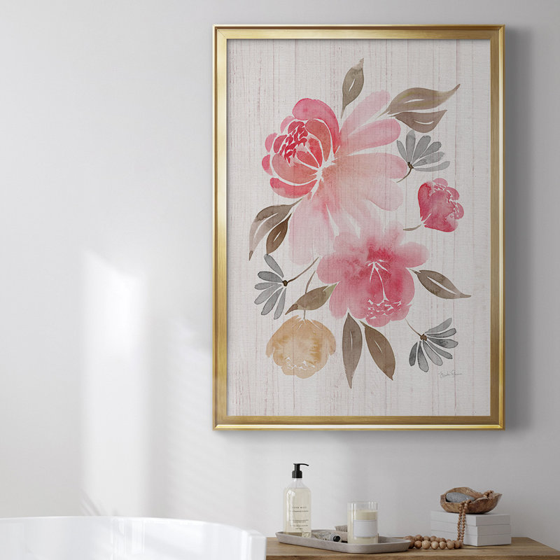 Toile encadrée «Loose Peony II» - prête à être accrochée, Or, H 30,5 po x l 22,5 po