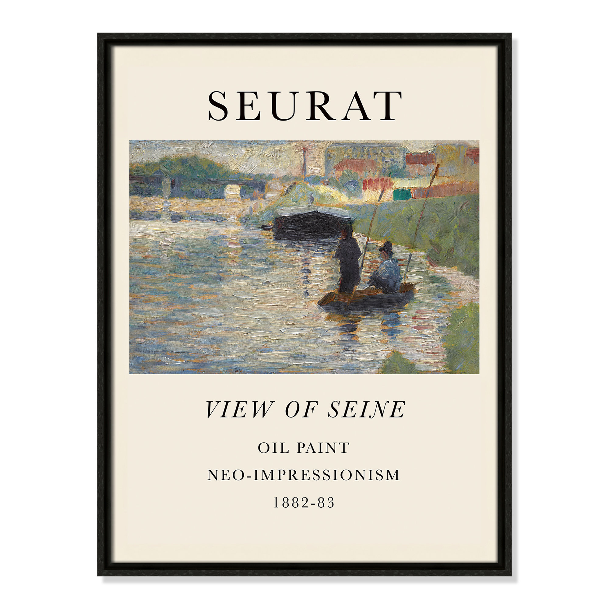 View Of Seine by Georges Seurat, Espresso Floater Frame, 25.5" H x 19.5" W x 2" D, No