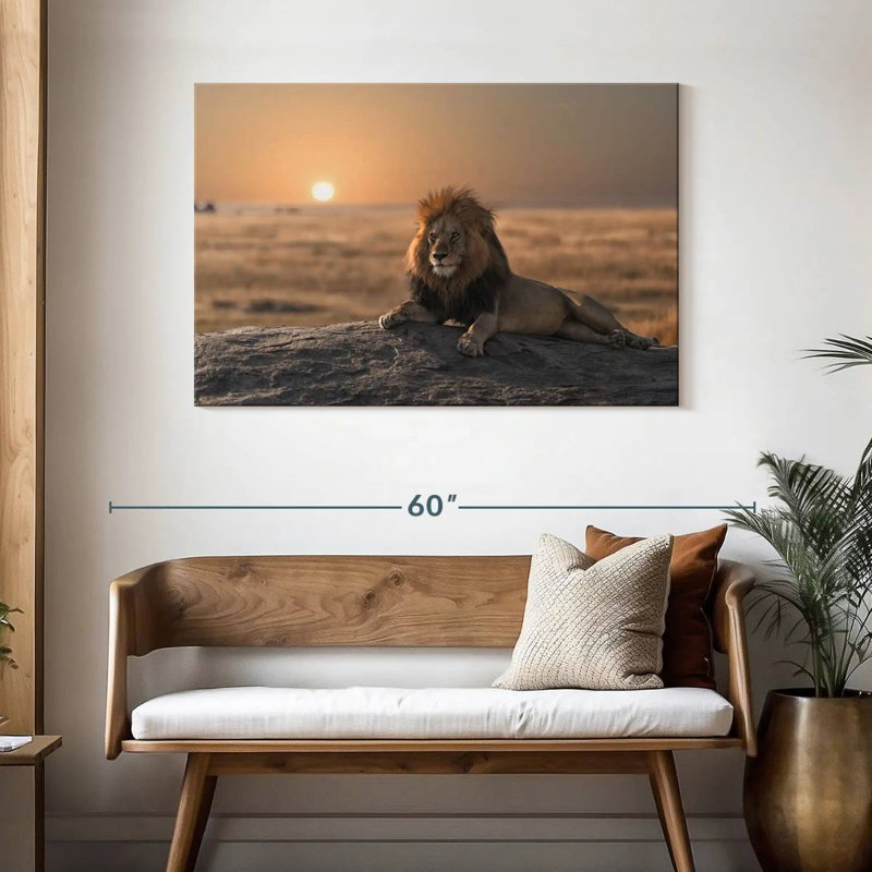 Lion On A Rock, 30" H x 45" W