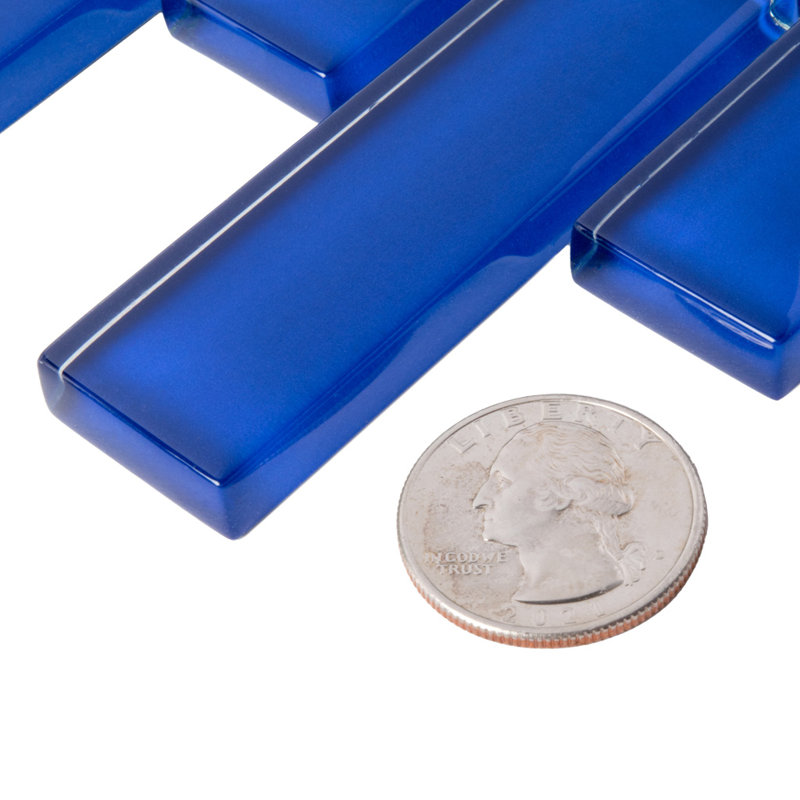 1" x 3" Glass Brick Joint Mosaic Wall & Floor Tile, Cobalt Blue