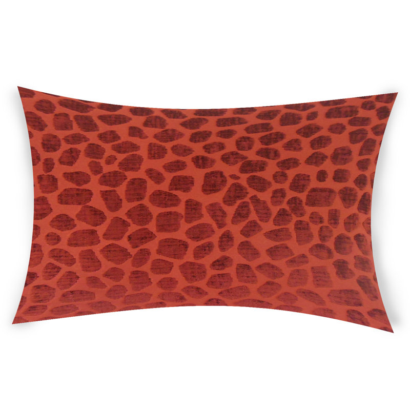 Animal Print Feather Reversible Throw Pillow, Red, 12" x 18"