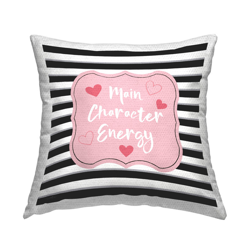 Coussin d'extérieur imprimé à rayures Main Pink