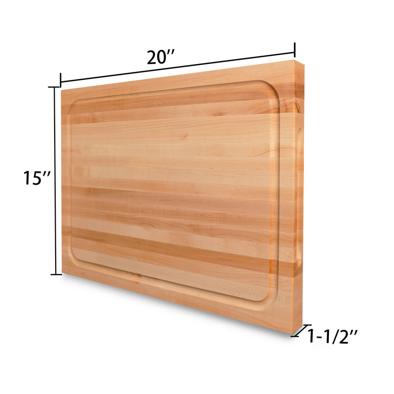 CONSDAN Wood Cutting Board, Solid Hard Maple, 1-1/2” Thick, 20" L x 15" W